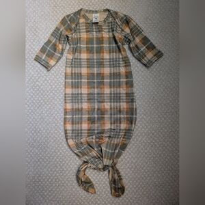 kate quinn Plaid Baby Gown in Mustard and Sage Green